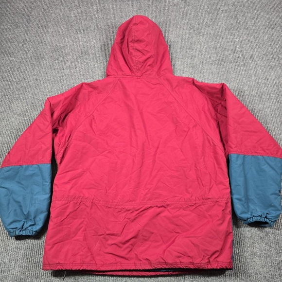Vintage LL Bean Jacket Mens Large Red Colorblock Aztec Thinsulate Hooded USA 90s - Picture 2 of 16
